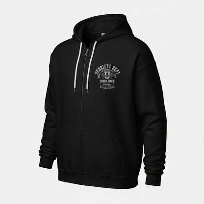 Sobriety Dept 24 7 Zip Recovery Hoodie back view (view 7)