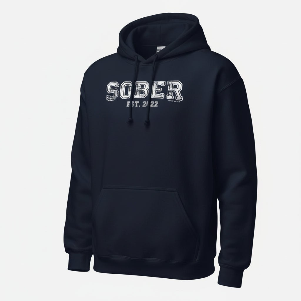 Sober Est. Hoodie w Personalized Sobriety Year Recovery Hoodie packaging detail (view 8)