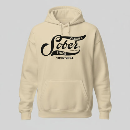Sober Since Recovery Hoodie flat lay styled image (view 3)