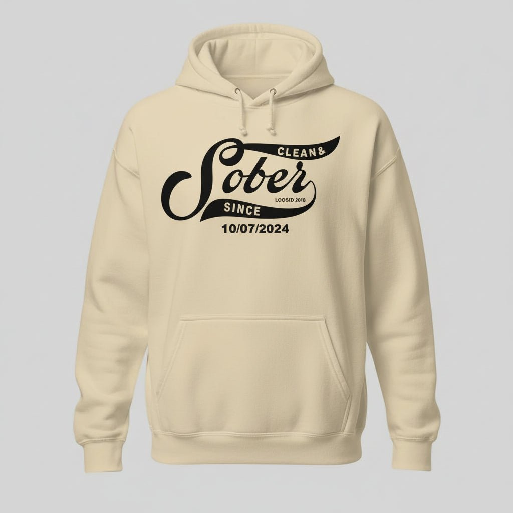 Sober Since Recovery Hoodie fit detail (view 29)