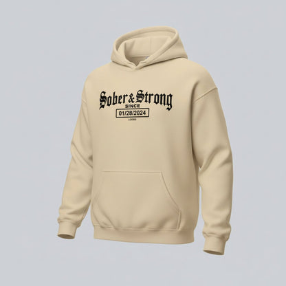 Old School Sober & Strong Recovery Hoodie graphic detail (view 24)