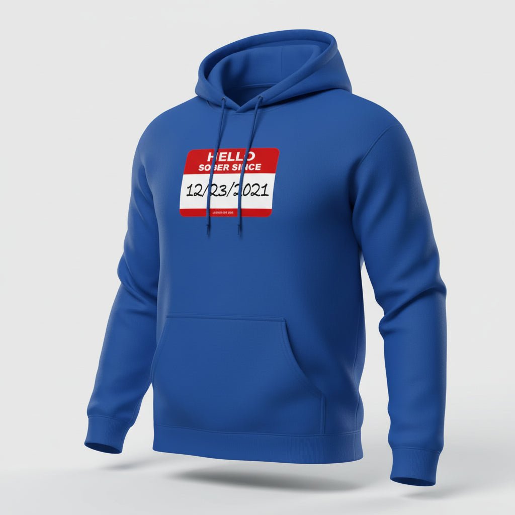 Hello Sober Since Recovery Hoodie side view (view 16)