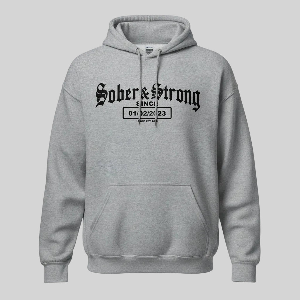 Old School Sober Recovery Hoodie fit detail (view 29)