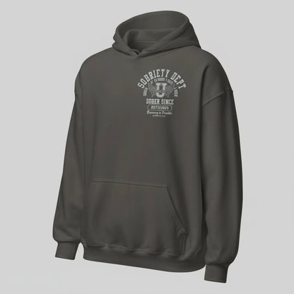 Sobriety Dept Recovery Hoodie fit detail (view 19)