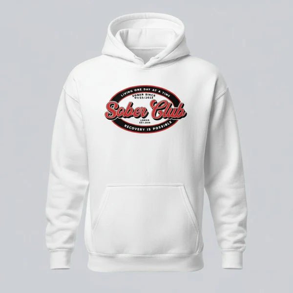 Sober Club Badge Recovery Hoodie graphic detail (view 34)