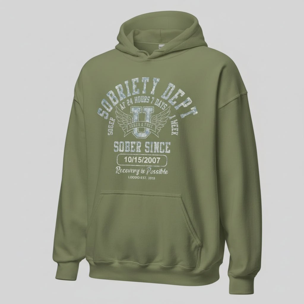 Sobriety Dept Recovery Hoodie lifestyle view (view 15)
