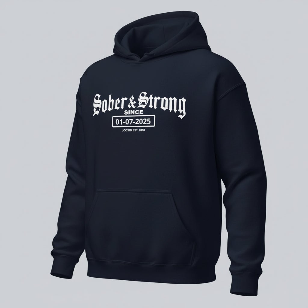 Old School Sober & Strong Recovery Hoodie fit detail (view 29)