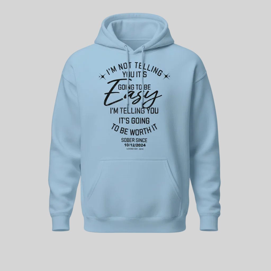 I'm Not Telling Custom Sobriety Date Recovery Hoodie close-up view (view 32)