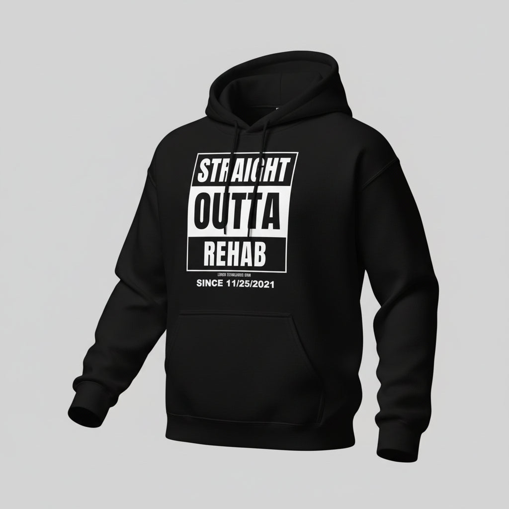 Straight Outta Rehab Recovery Hoodie graphic detail (view 4)