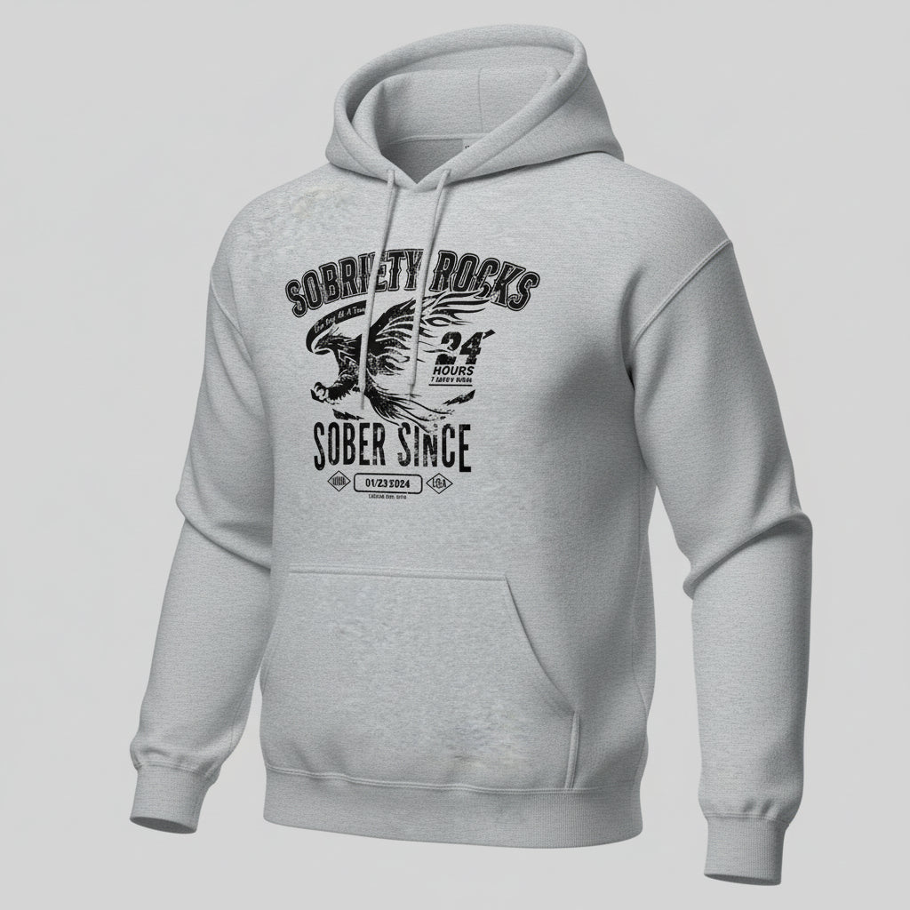 Sober Since Recovery Hoodie fit detail (view 29)