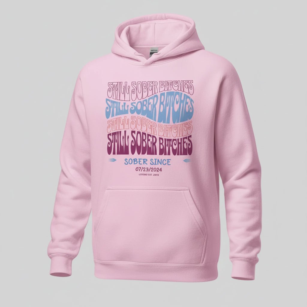 Still Sober B Custom Sobriety Date Recovery Hoodie back view (view 17)