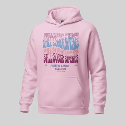 Still Sober B Custom Sobriety Date Recovery Hoodie back view (view 17)