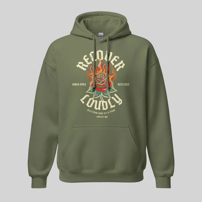 Recover Loudly Women's Custom Sobriety Date Recovery Hoodie packaging detail (view 38)