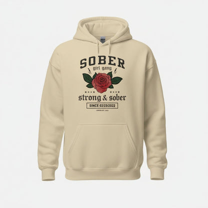 Sober Girl Gang Strong & Sober Crest Recovery Hoodie featuring the design (view 21)