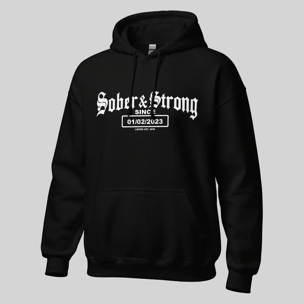 Old School Sober Recovery Hoodie side view (view 6)