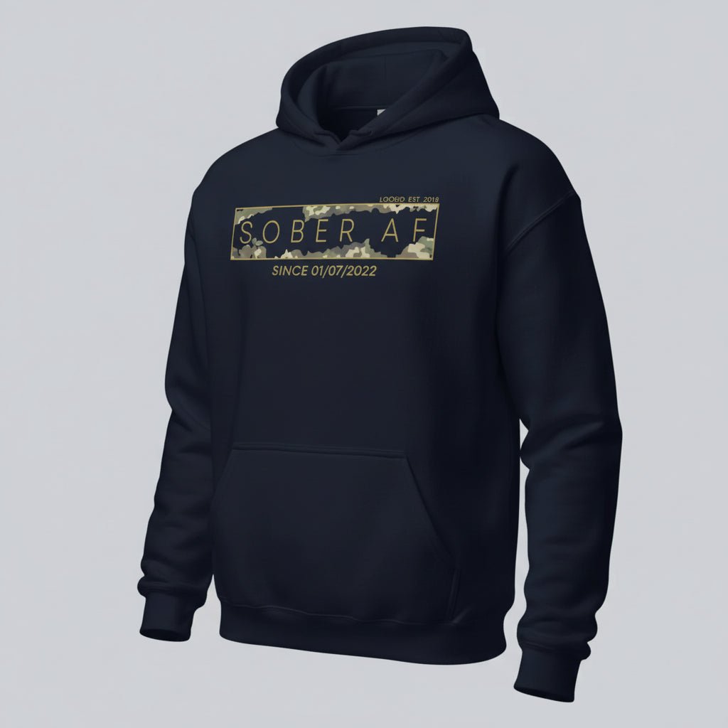 Sober AF Camo Recovery Hoodie back view (view 27)