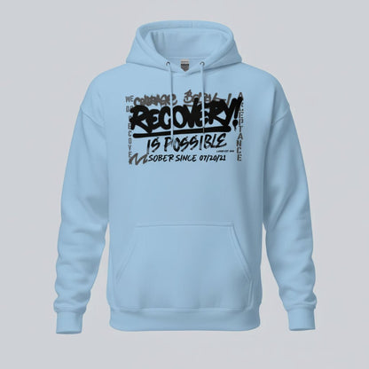 Recovery Is Possible Hoodie with Date Recovery Hoodie flat lay styled image (view 23)