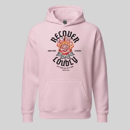 Recover Loudly Custom Sobriety Date Recovery Hoodie graphic detail (view 44)