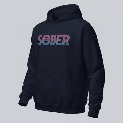 Retro Sobriety Date Recovery Hoodie back view (view 7)