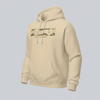 Sober AF Camo Recovery Hoodie flat lay styled image (view 23)