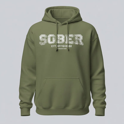 Sober Collegiate Hoodie W Personalize Sobriety Date Recovery Hoodie lifestyle view (view 15)