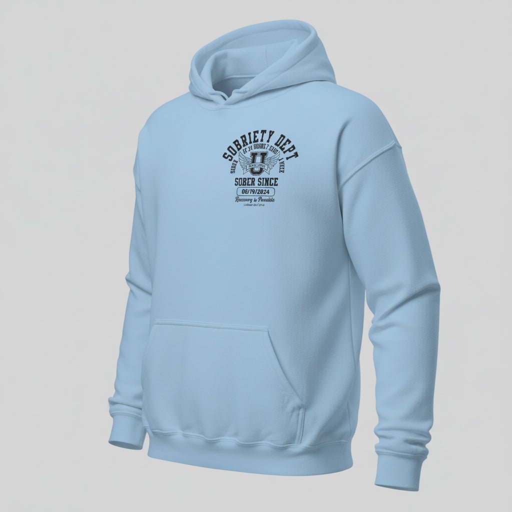 Sobriety Dept Recovery Hoodie fit detail (view 29)