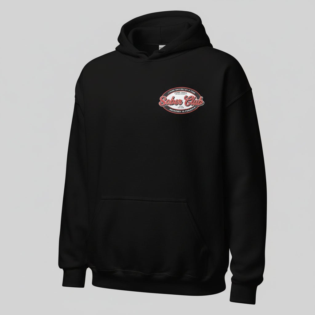 Sober Club Badge Recovery Hoodie graphic detail (view 4)