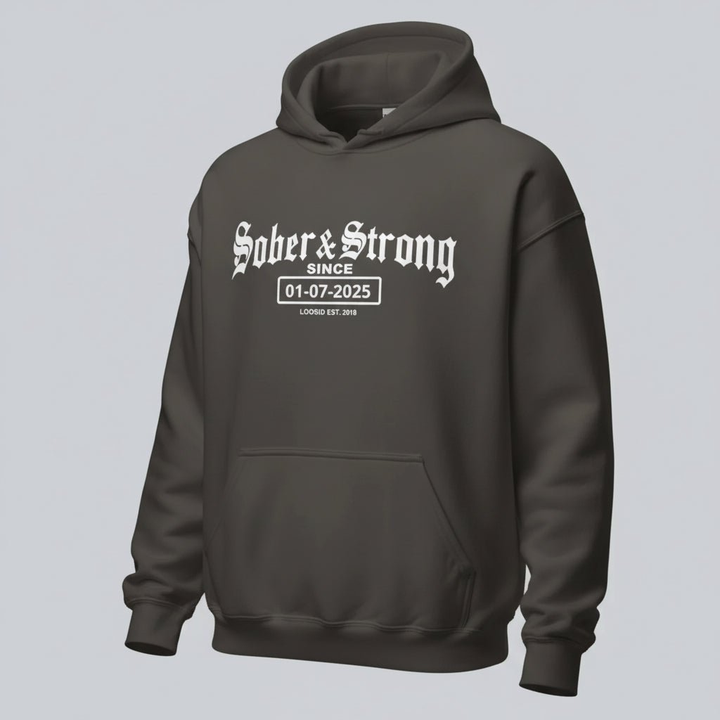 Old School Sober & Strong Recovery Hoodie fit detail (view 39)