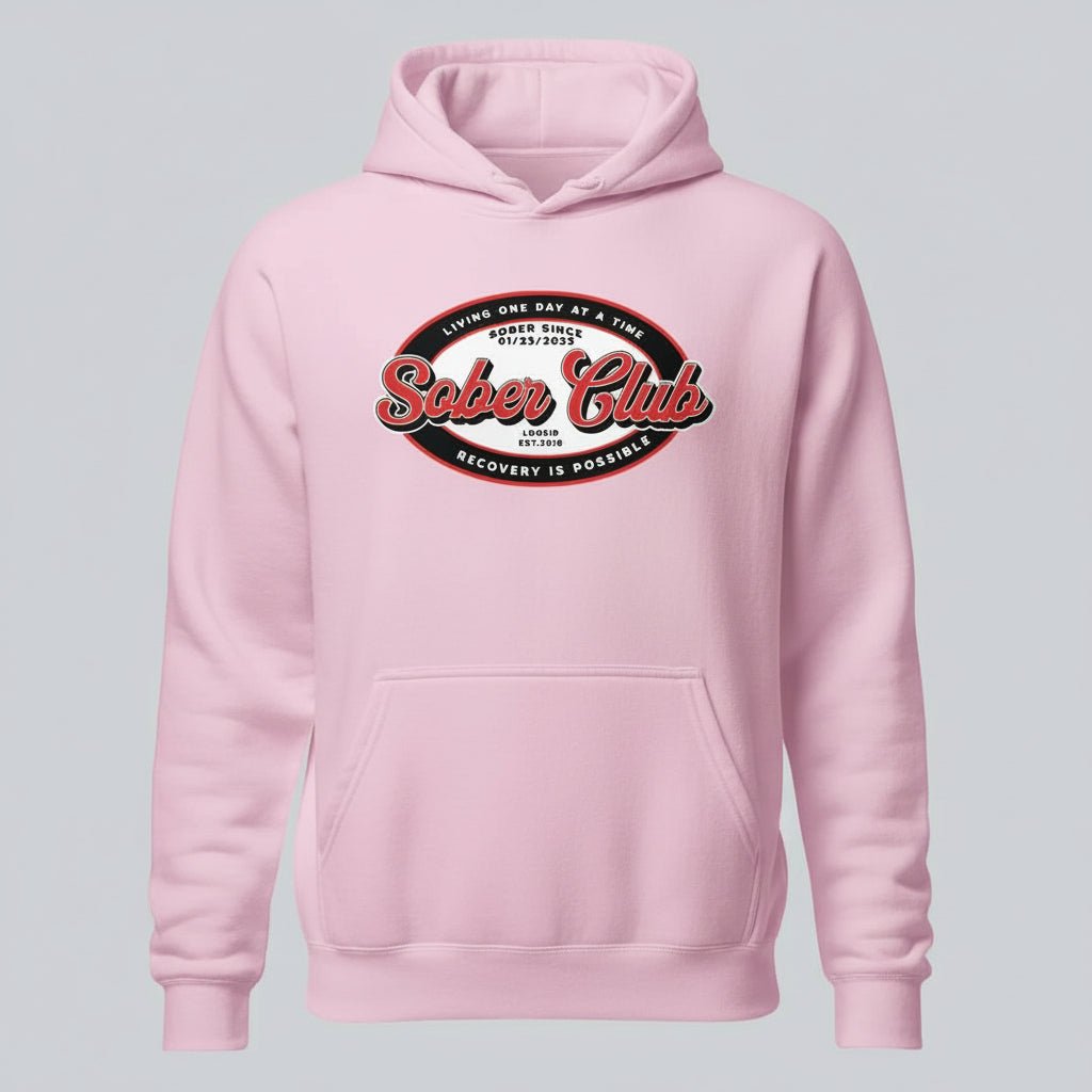 Sober Club Badge Recovery Hoodie fit detail (view 39)