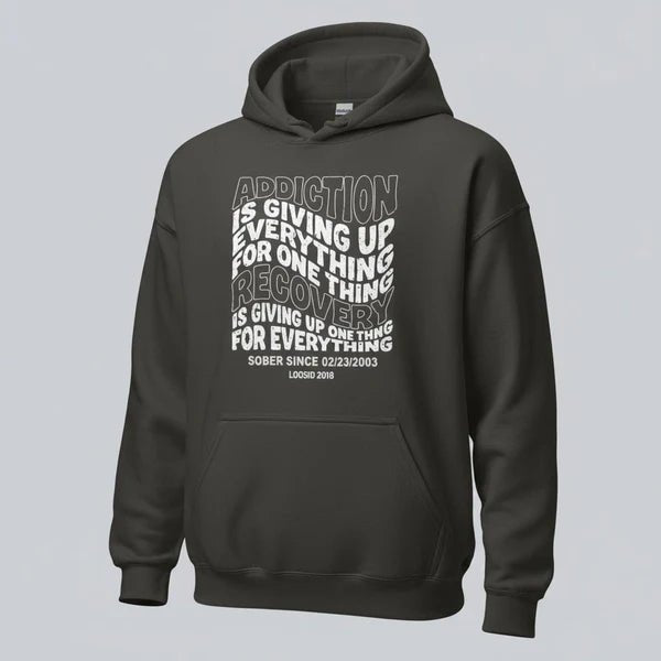 Addiction is Giving up Recovery Hoodie packaging detail (view 8)