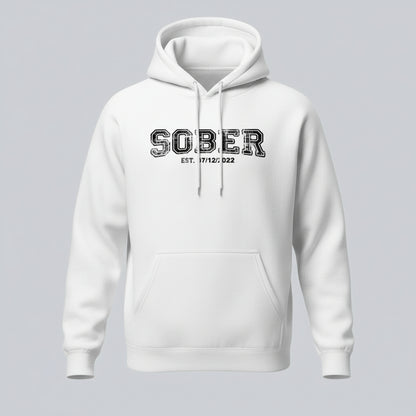 Sober Collegiate Hoodie W Personalize Sobriety Date Recovery Hoodie back view (view 27)