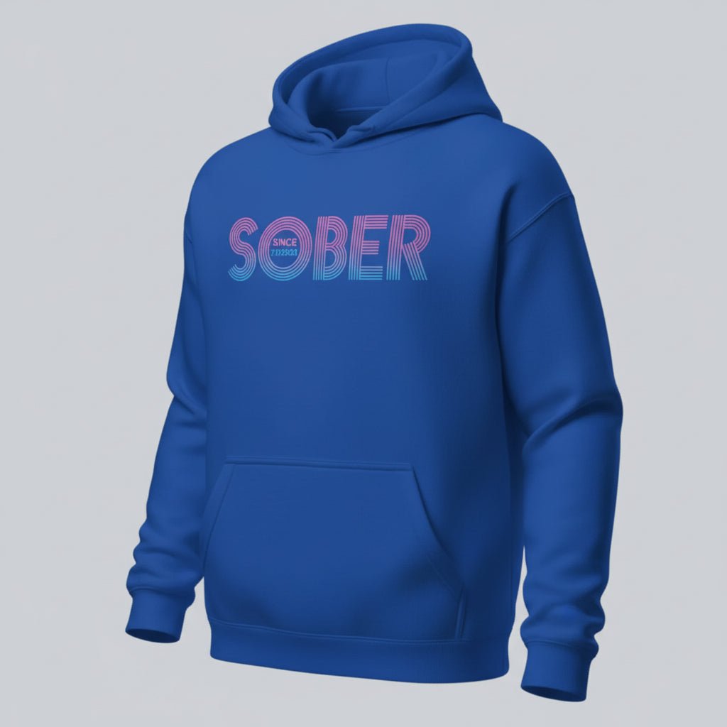 Retro Sobriety Date Recovery Hoodie lifestyle view (view 15)