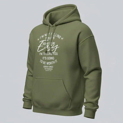 I'm Not Telling You It's Easy Custom Sobriety Date Recovery Hoodie product photo (view 20)