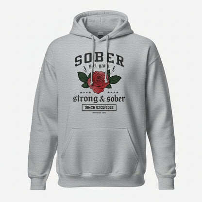 Sober Girl Gang Strong & Sober Crest Recovery Hoodie lifestyle view (view 15)