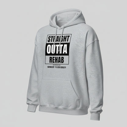Straight Outta Rehab Recovery Hoodie close-up view (view 22)