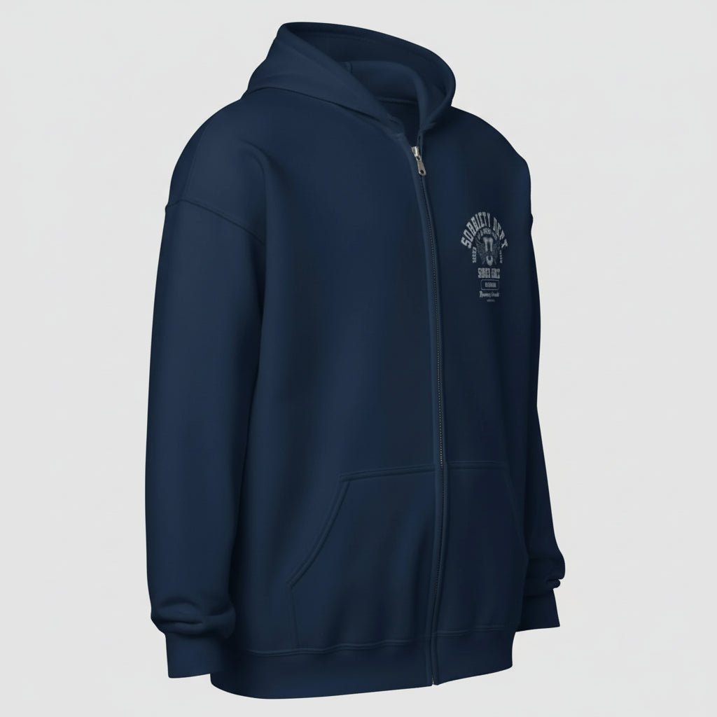 Sobriety Dept Zip Recovery Hoodie back view (view 17)