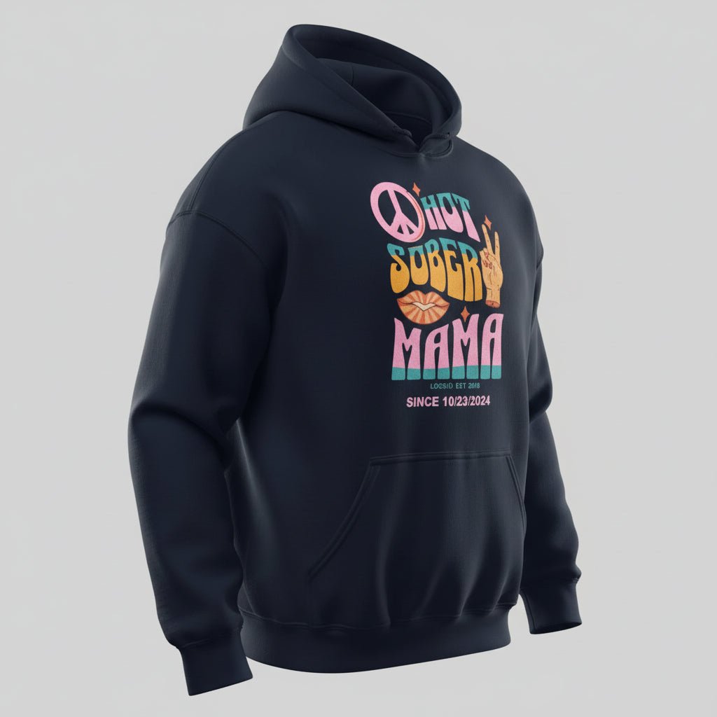 Hot Sober Mama Recovery Hoodie close-up view (view 12)