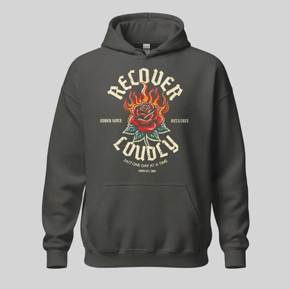 Recover Loudly Women's Custom Sobriety Date Recovery Hoodie lifestyle view (view 15)