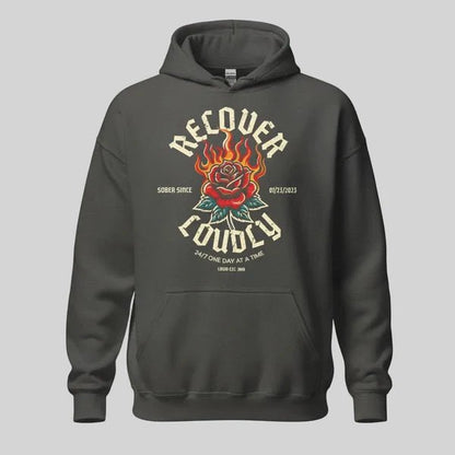 Recover Loudly Custom Sobriety Date Recovery Hoodie packaging detail (view 18)