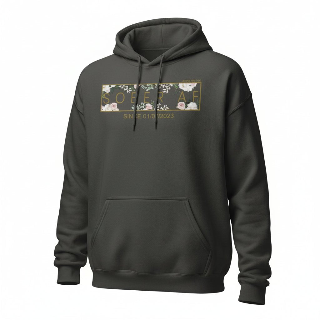 Sober AF Flower Recovery Hoodie fit detail (view 49)