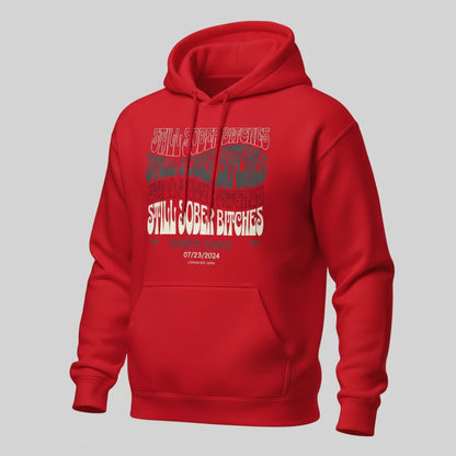 Still Sober B Custom Sobriety Date Recovery Hoodie flat lay styled image (view 33)