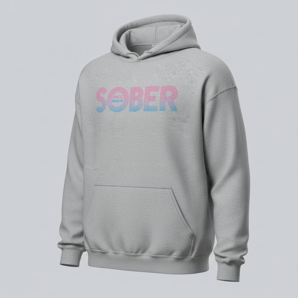 Retro Sobriety Date Recovery Hoodie fit detail (view 19)