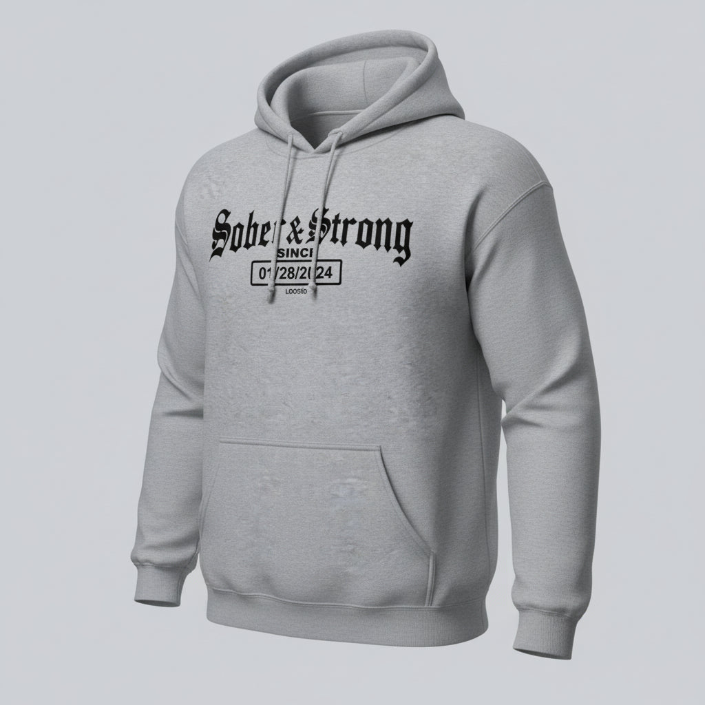 Old School Sober & Strong Recovery Hoodie graphic detail (view 14)