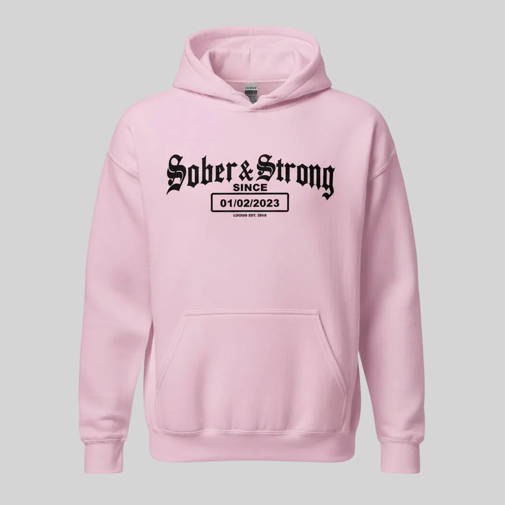 Old School Sober Recovery Hoodie fit detail (view 39)