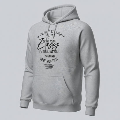 I'm Not Telling Your It's Easy Custom Sobriety Recovery Hoodie back view (view 27)