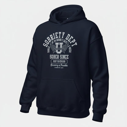 Sobriety Dept Recovery Hoodie close-up view (view 12)