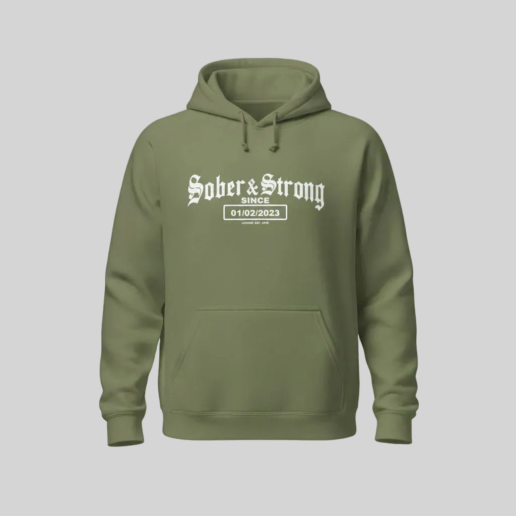 Old School Sober Recovery Hoodie fit detail (view 19)