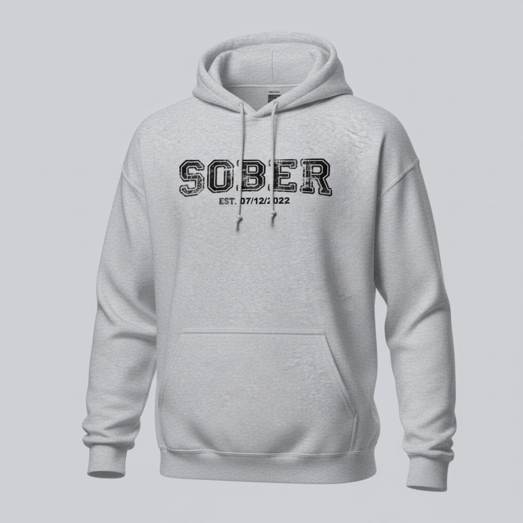Sober Collegiate Hoodie W Personalize Sobriety Date Recovery Hoodie featuring the design (view 31)