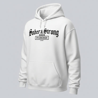 Old School Sober & Strong Recovery Hoodie graphic detail (view 34)