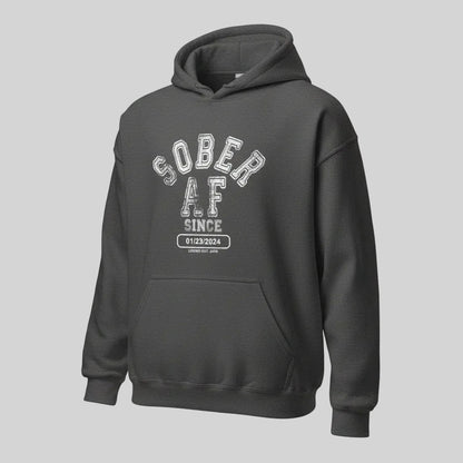 Sober AF Since Recovery Hoodie flat lay styled image (view 23)